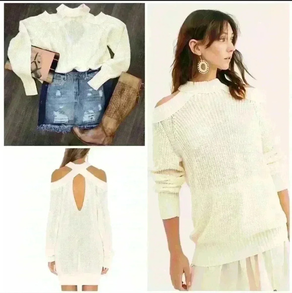 Free People Tops - Free People Half Moon Bay Pullover Sweater Ivory Size Unknown PTP 20.5